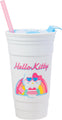 Vaso Con Tapa y Carrizo Hello Kitty