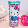 Vaso con Tapa y Carrizo Hello Kitty Lazos