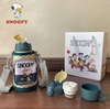 Set Botella para cafe o agua Snoopy con bolso y 2 tipos de tapas más taza