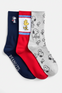 Set 3 Medias Snoopy Azul Gris y Rojo
