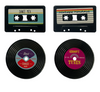 Magnéticos Retro casette y disco de vinyl