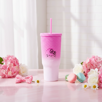 Vaso Tumbler Hello Kitty Rosado y Blanco