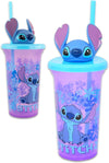 Vaso con Carrizo cara Stitch Celeste y Morado