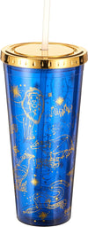 vaso con carrizo Harry Potter constelaciones - Taza de aluminio con pajita - Azul marino - 20 oz
