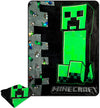 Manta Minecraft Personajes y Creeper Gris y Verde reversible