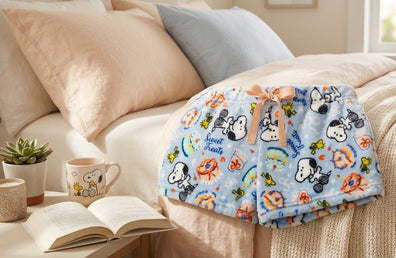 Shorts Snoopy Pijama Celeste y naranja