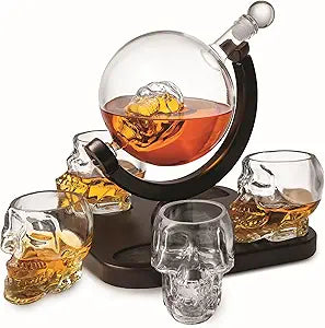 Set Whiskera y 4 Vasos de Calavera