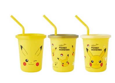 Set de vasos Pokemon Pikachu para niños con carrizo