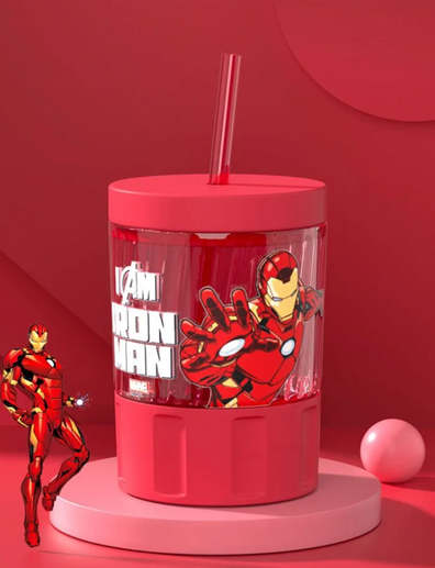 Vaso de vidrio con tapa y carrizo Iron Man
