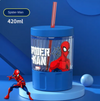 Vaso de vidrio con tapa y carrizo Spiderman