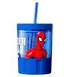 Vaso de vidrio con tapa y carrizo Spiderman