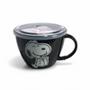 Taza grande con tapa Snoopy Negra