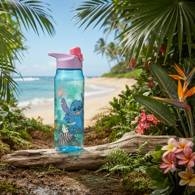 Botella Stitch Aqua con tapa lila