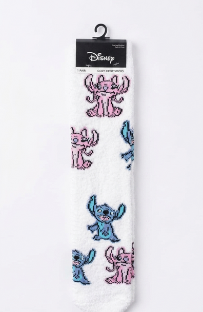 Medias con pelos Stitch  blancas con caras stitch