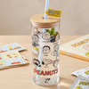 Vaso de vidrio con carrizo Snoopy