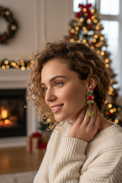Aretes The Grinch Partes movibles