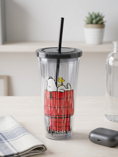 Vaso con carrizo Snoopy con Woodstock