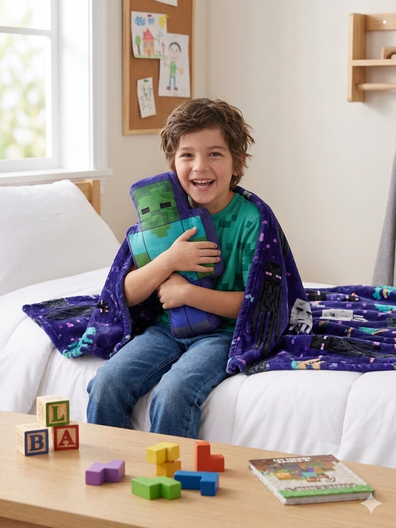 Set de viaje Minecraft manta peluche y almohada