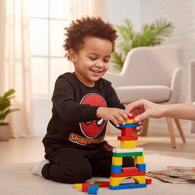 Conjunto Negro de Jogger y Sweater Pijama Spiderman Niño