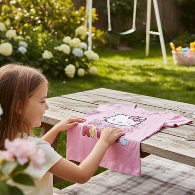 Franela Sueter Tshirt Hello Kitty Rosa con Corazones Niña
