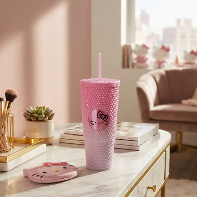 Vaso Tumbler Hello Kitty Rosado y Blanco