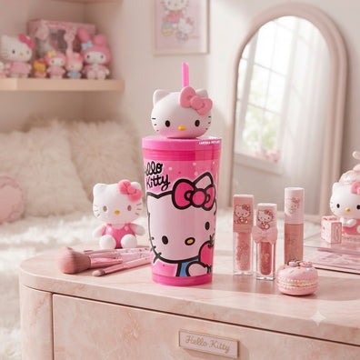 Vaso Con Carrizo Cara Hello Kitty