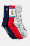 Set 3 Medias Snoopy Azul Gris y Rojo
