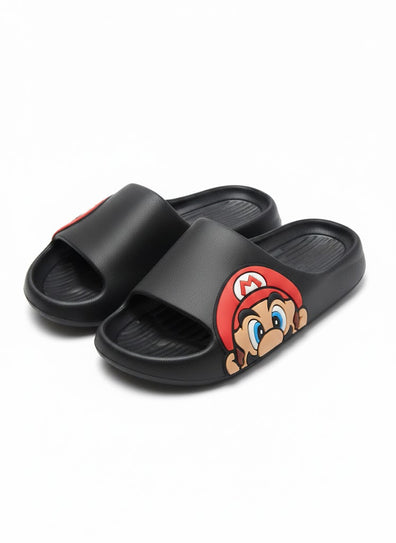 Cholas Sandalias Chancletas Mario Bros Negras