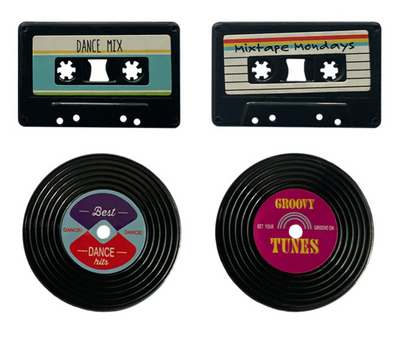 Magnéticos Retro casette y disco de vinyl