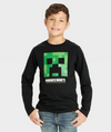 Franela, sweater Minecraft Negro Manga larga para niños Creeper